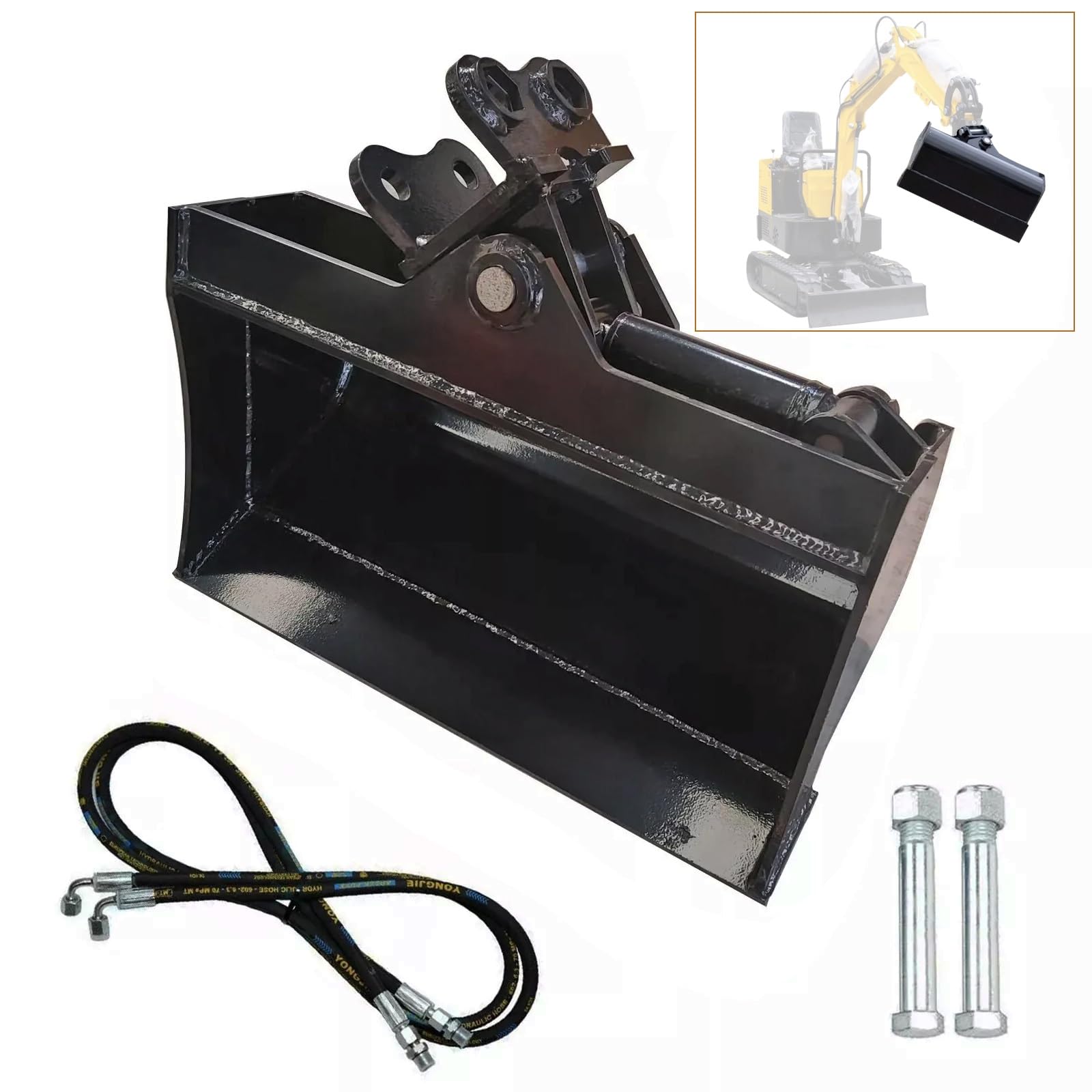 600mm Plain Mud Bucket Grading Attachment for Mini Excavators - Flat Tooth Backhoe Buckets - Heavy Duty Excavator Attachment (90mm/3.54in Span) - Perfect for Construction, Landscaping & Trenching Projects