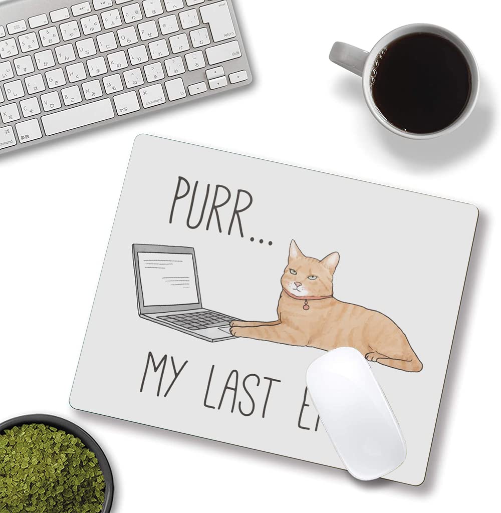 Funny Cat Design Non-Slip Rubber Base Mouse Pad - Square Computer Mouse Mat for Office & Laptop Use - Personalized Gaming & Work Desk Accessory
