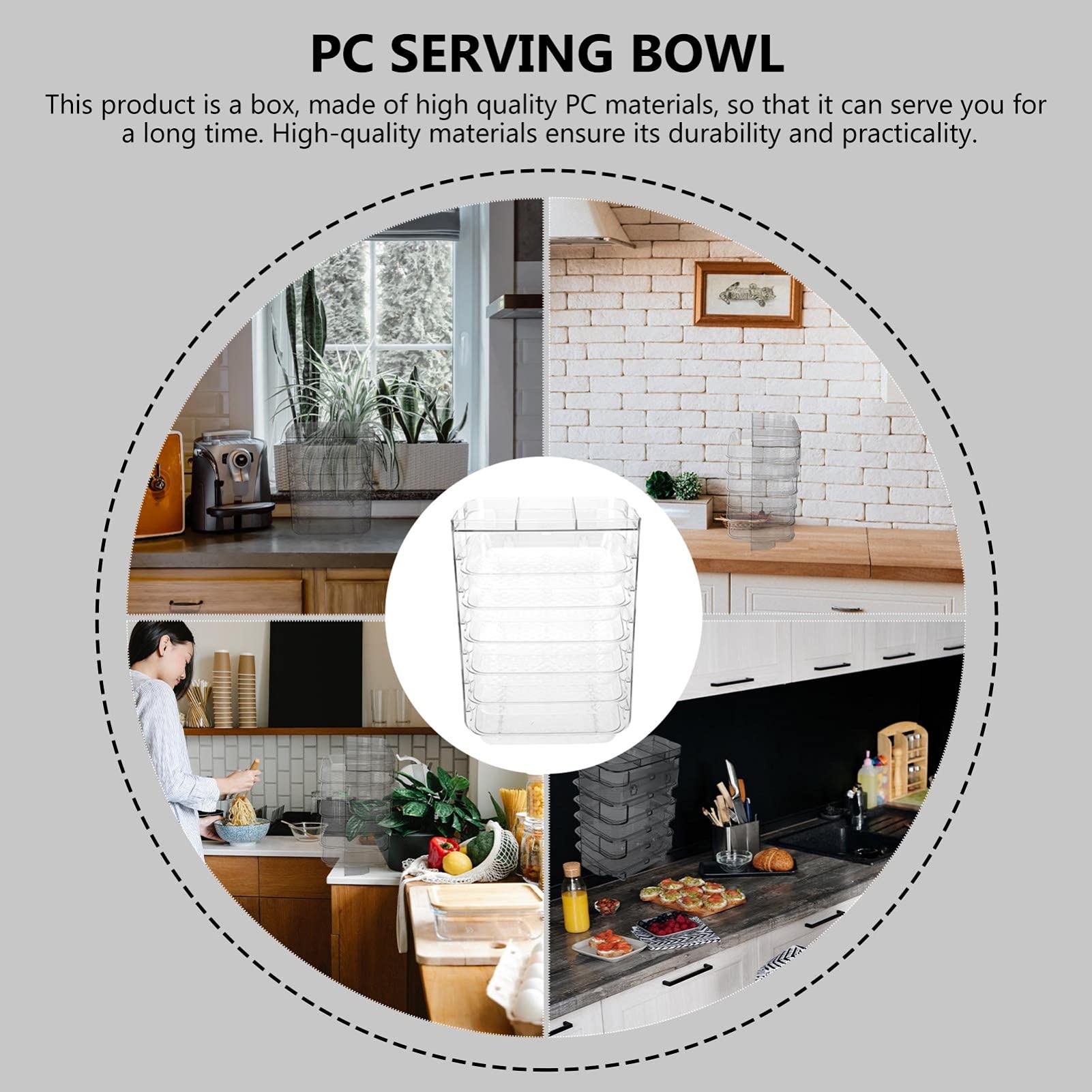 Cabilock 1-Piece Clear Plastic Kitchen Serving Tray - Multi-Layer Food Preparation Dish, Vegetable Side Dish Holder & Utility Cart Organizer | Perfect for Meal Prep, Buffet Serving & Kitchen Storage