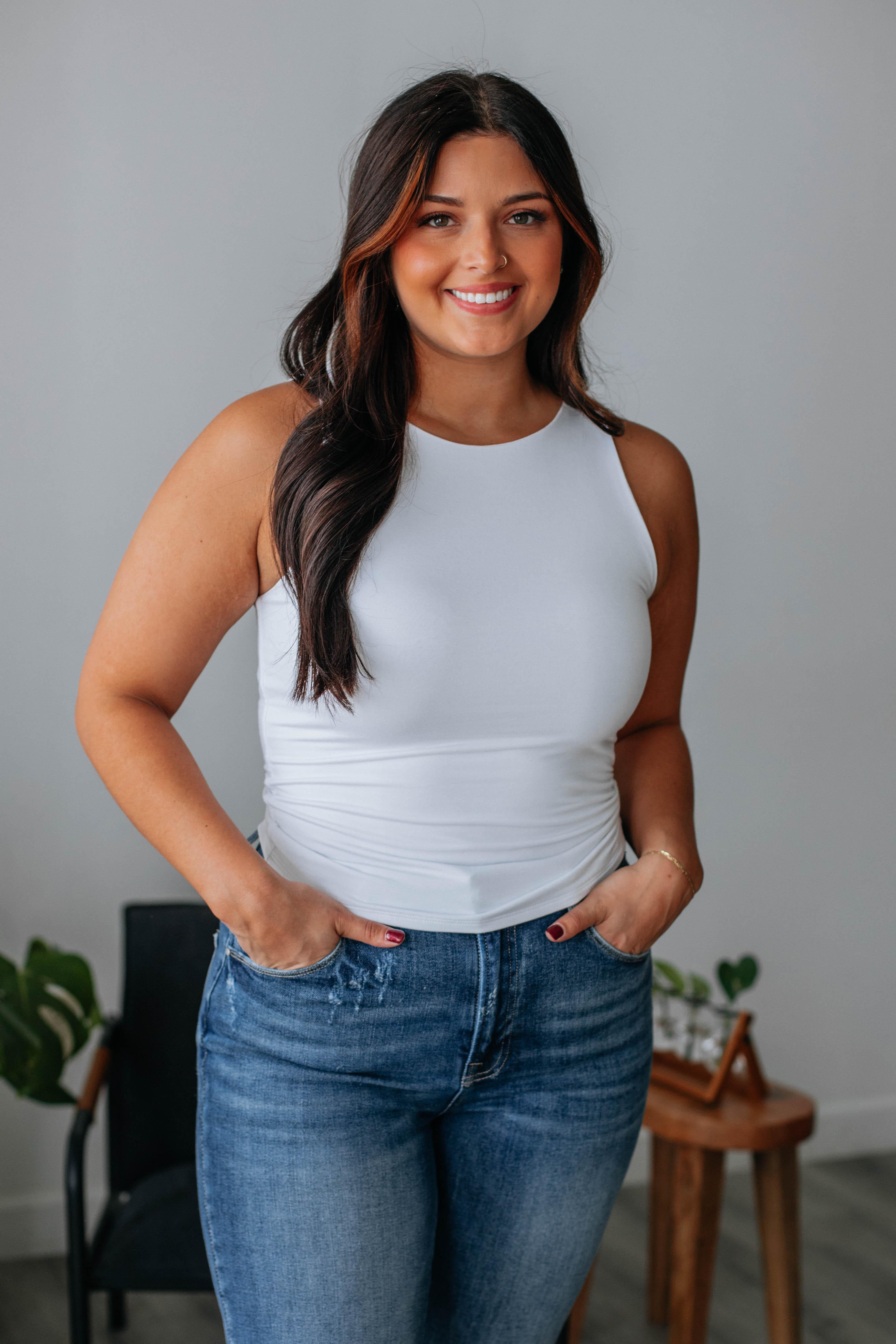 Ariel Basic Tank Top for Women - Soft Ivory Cotton Casual Shirt - Perfect for Summer, Layering & Everyday Wear
