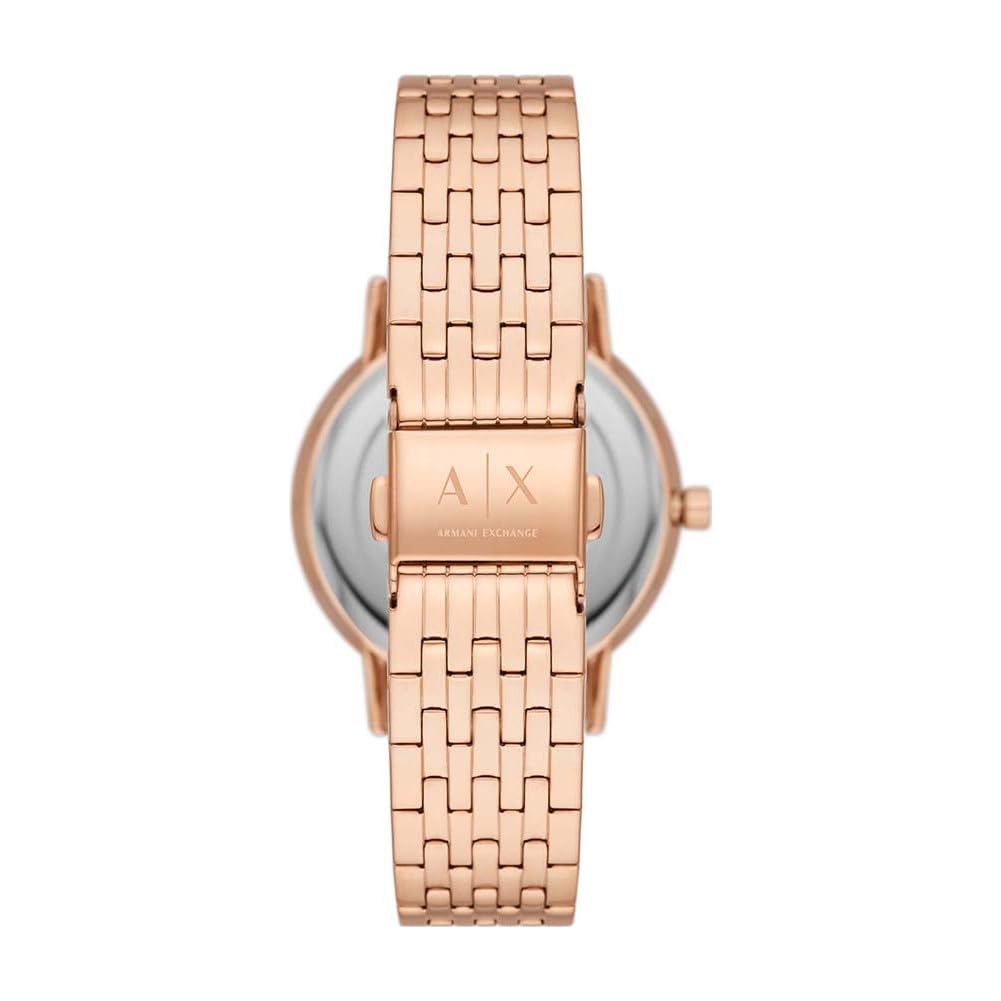 Armani Exchange Women's Watch AX7145SET - 36mm Rose Gold Stainless Steel Case & Bracelet, Quartz Movement with Three Hands | Perfect for Office, Date Night & Special Occasions