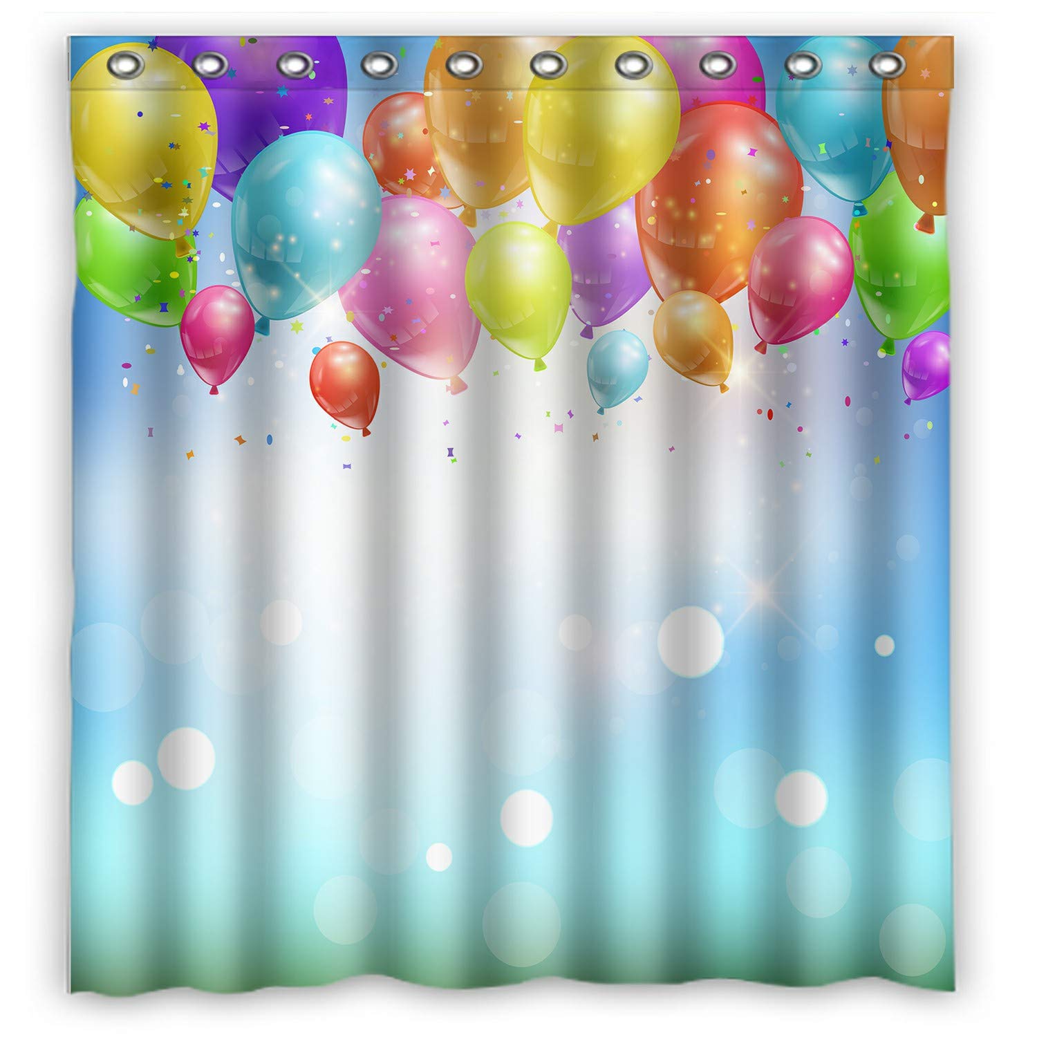 ECZJNT Waterproof Confetti Balloons Shower Curtain 66x72 Inch - Party Bathroom Decor for Birthday, Wedding & Holiday Celebrations