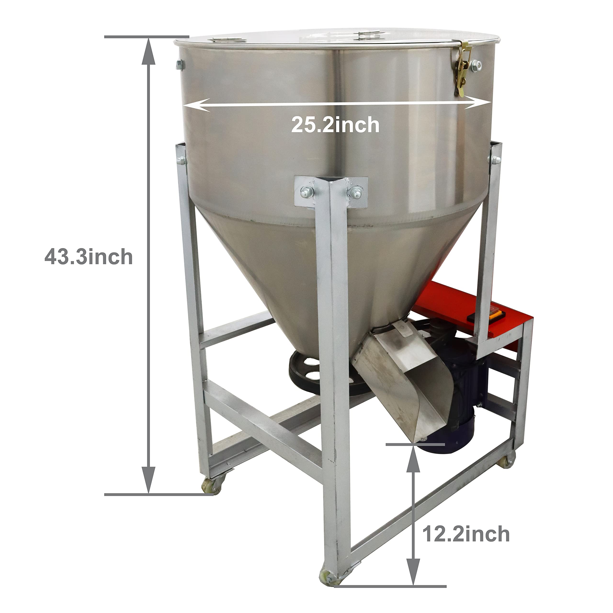 TECHTONGDA Commercial Powder Mixer Blender - 165lbs Capacity for Dry Grain, Particle & Granula Mixing - Perfect for Bakery, Spice Blending & Food Processing