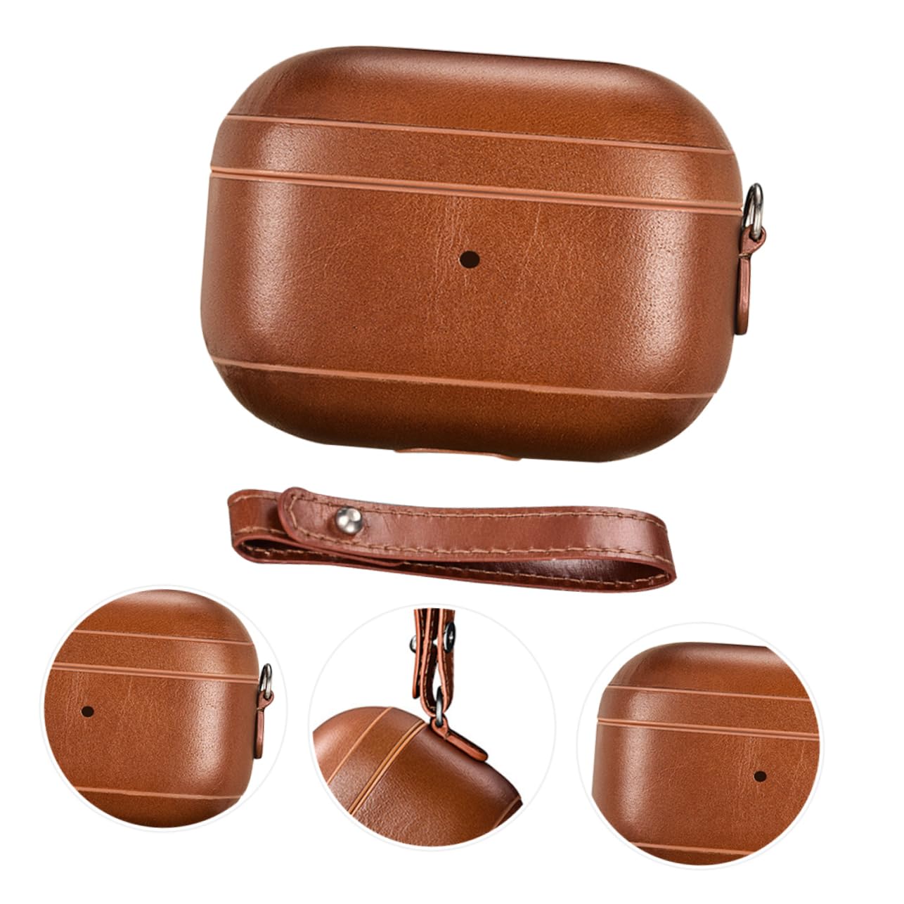 Artibetter Genuine Leather Earphone Case - Protective Pouch for AirPods & Wireless Earbuds - Portable Carrying Case with Premium Brown Leather - Perfect for Travel, Gym & Daily Use
