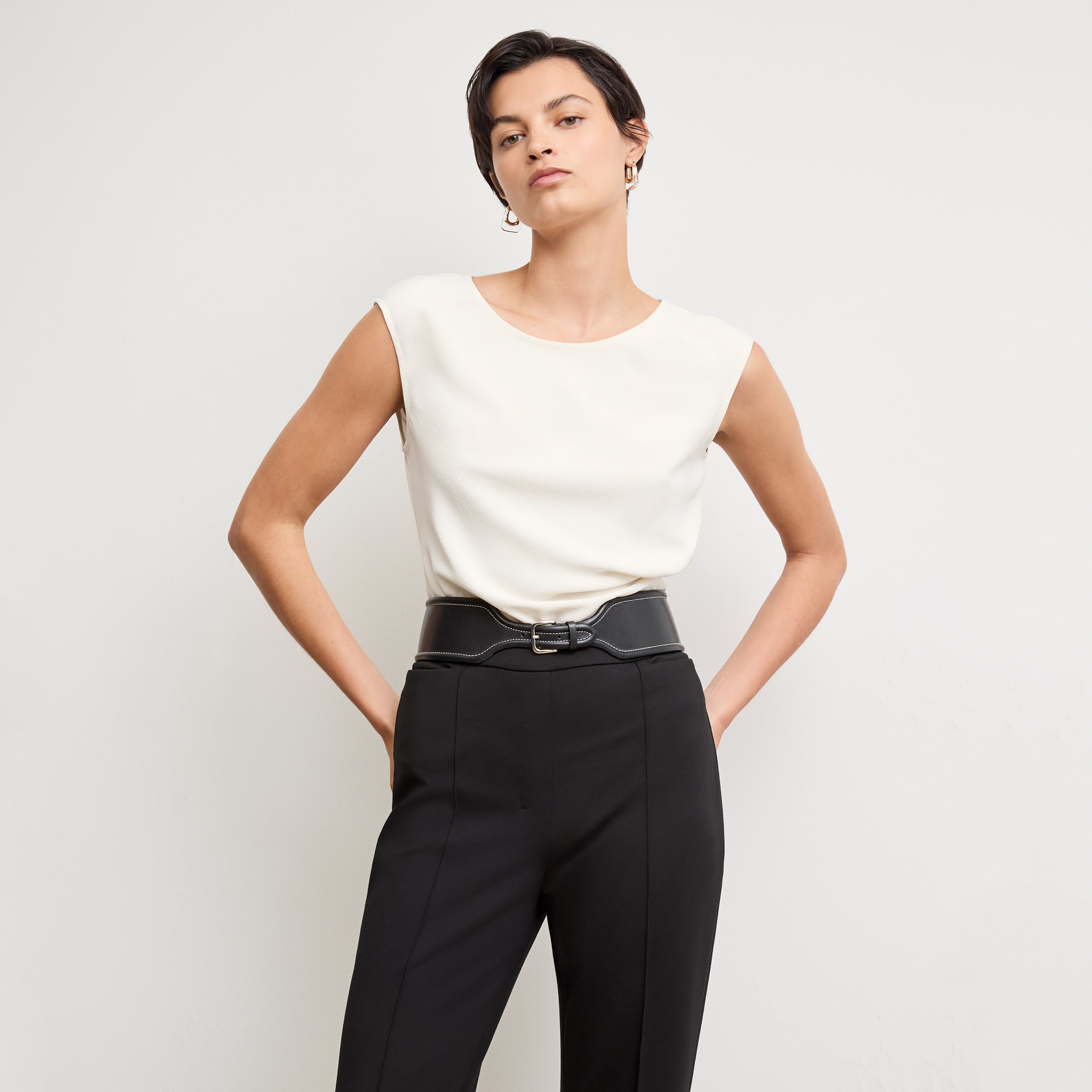 Stylish Hart Flare Trouser in Black Butter Ponte Fabric - Perfect for Work, Office & Casual Wear