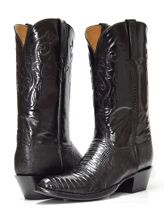 Lucchese G9030.24 Men's Handmade Lizard Skin Cowboy Boots - Black | Western Boots for Men | Perfect for Rodeo, Country Dancing & Casual Wear