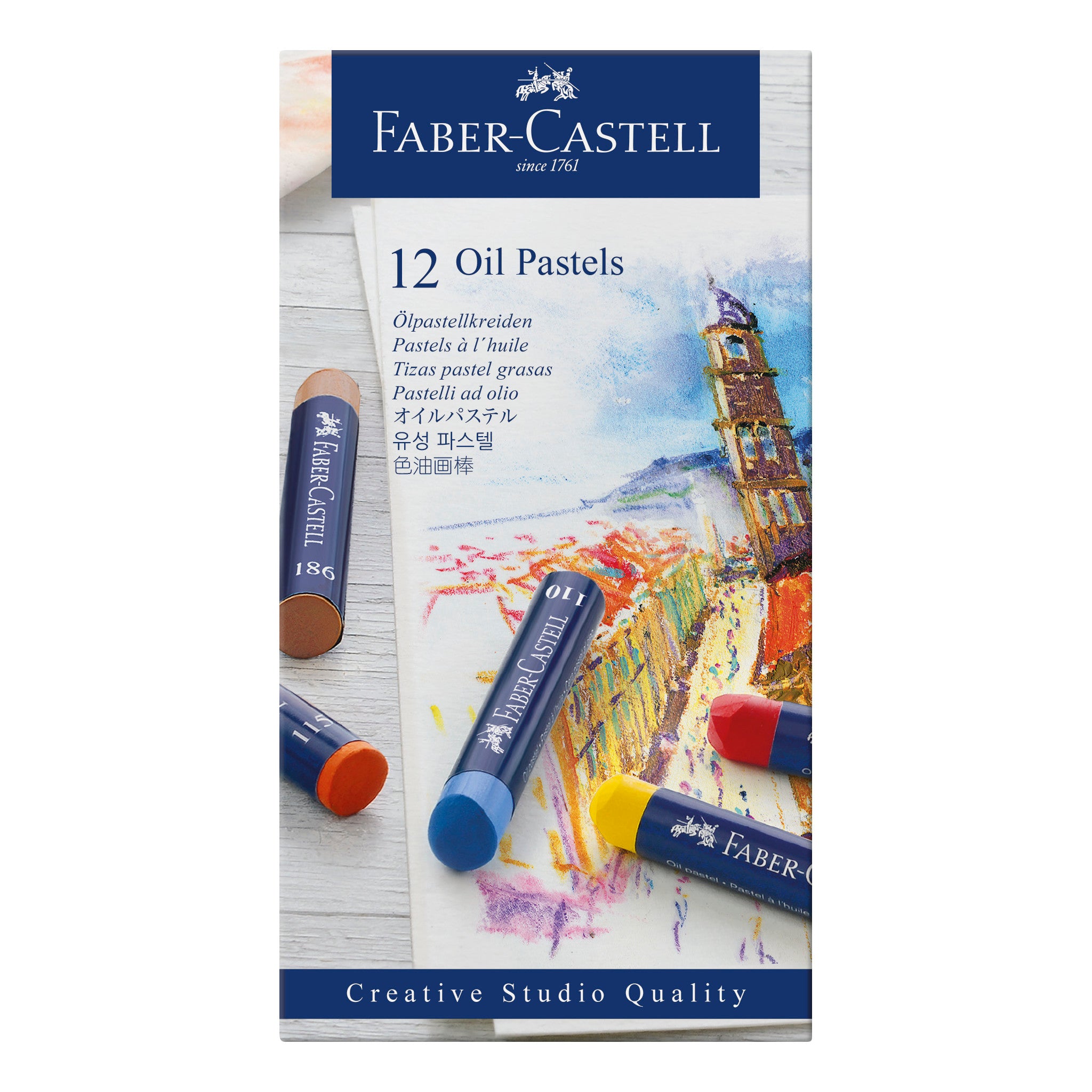 12 Vibrant Oil Pastels Set - Non-Toxic & Blendable for Artists & Students - Perfect for Sketching, Drawing & Coloring on Paper & Canvas