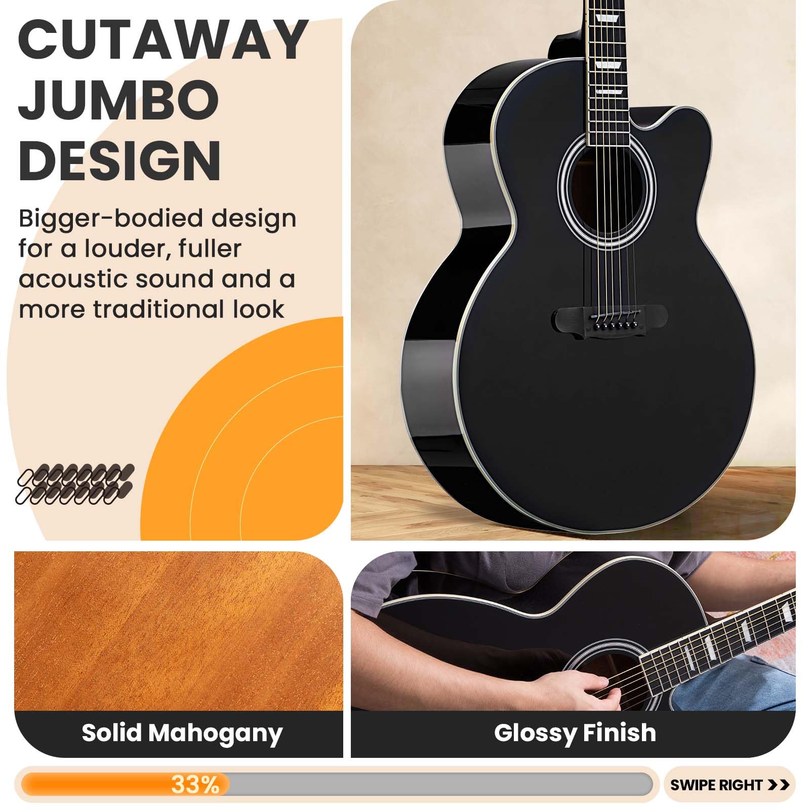 Fesley Jumbo Cutaway Acoustic Guitar - 42