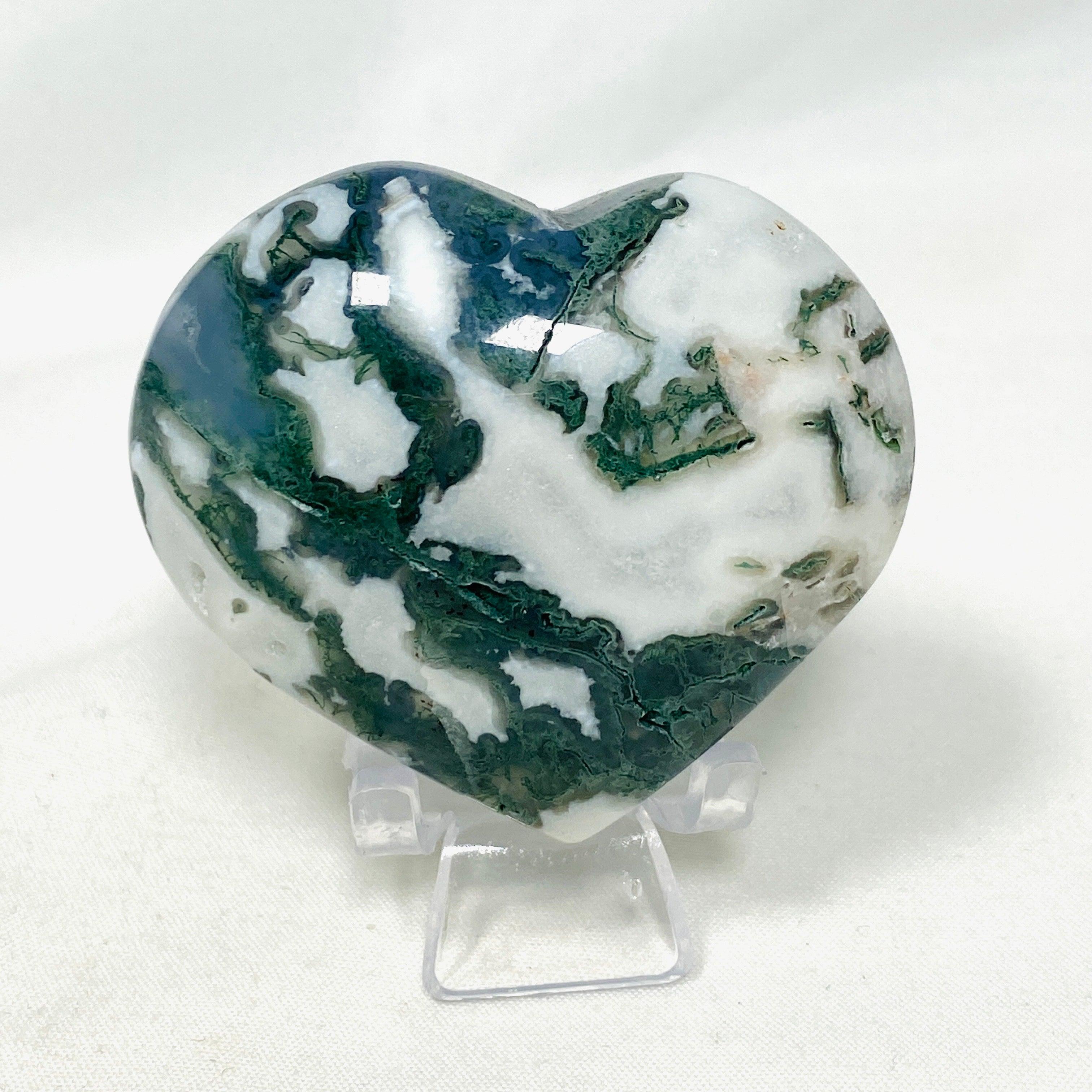 Natural Moss Agate Heart Pendant - Healing Crystal Jewelry for Love & Emotional Balance - Perfect for Meditation, Gifts & Spiritual Healing
