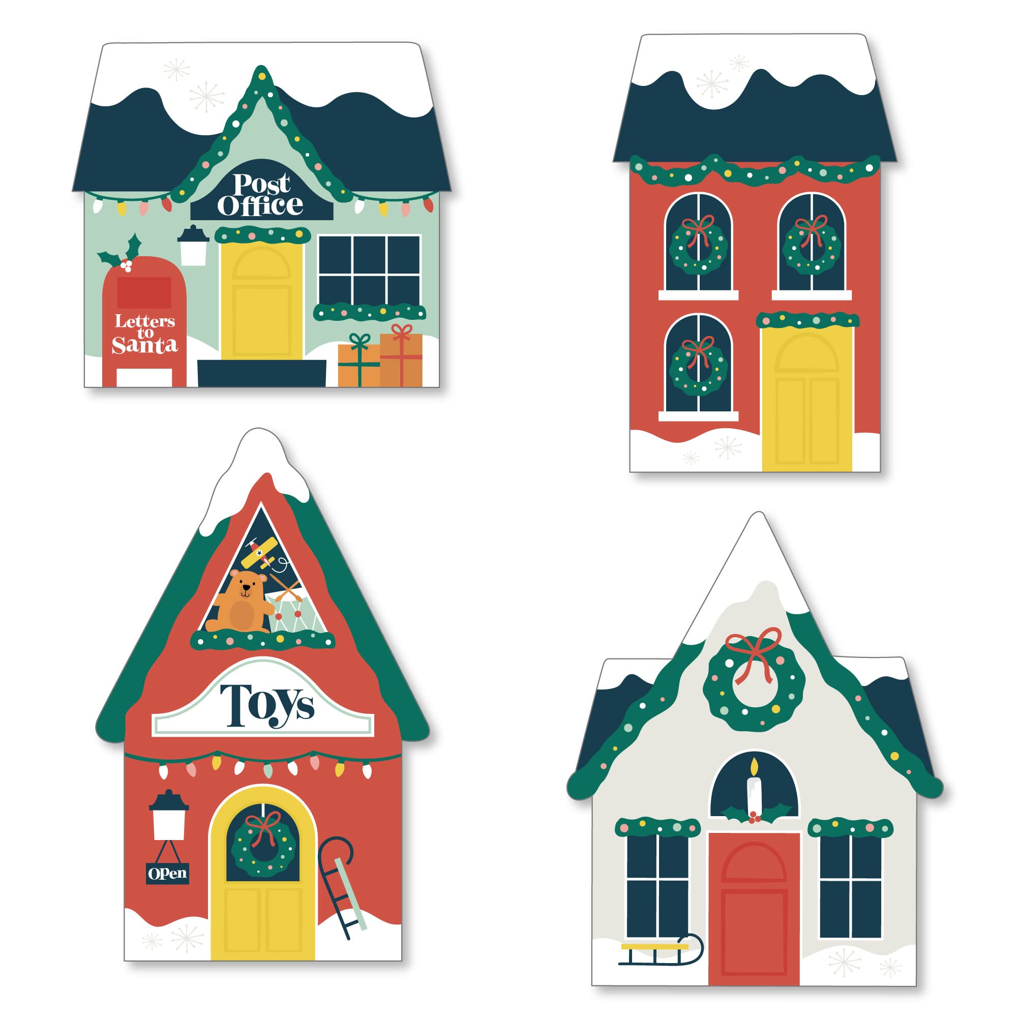 Big Dot of Happiness Christmas Village DIY Holiday Winter Houses Cut-Outs - 24 Count for Home Decor, Party Favors & Seasonal Crafts