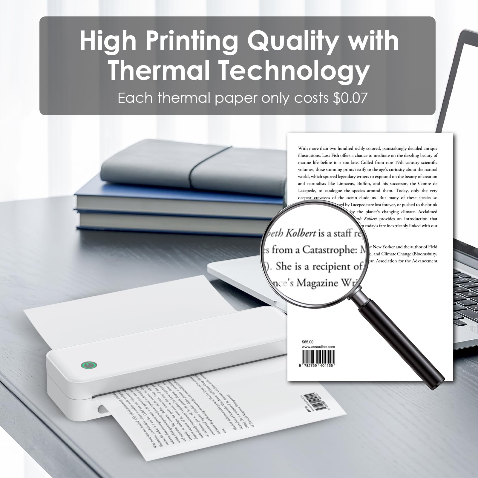 LVCDODVD Wireless Thermal Printer - Portable Bluetooth Printer for Smartphone, Tablet & Laptop | Supports Roll Paper & Fanfold Paper in Multiple Sizes | Ideal for Travel, Receipt Printing, Label Making & Mobile Business