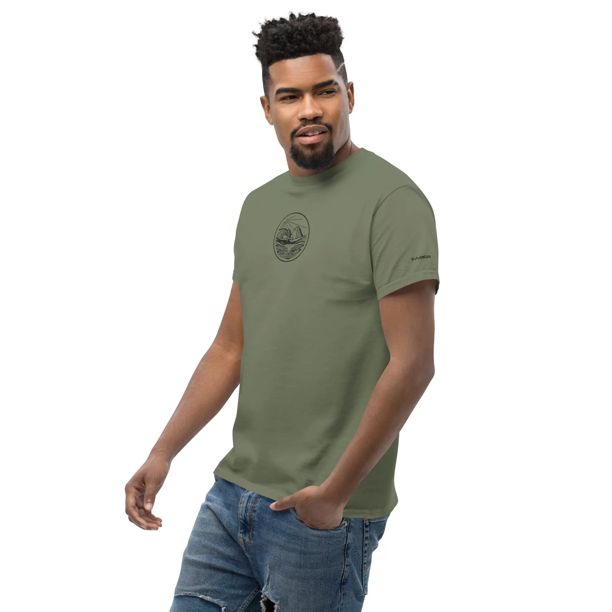 Designer Mountain Swimmer Graphic T-Shirt - Unisex Casual Tee for Men & Women | Perfect for Outdoor Adventures, Beach Trips, and Streetwear Fashion