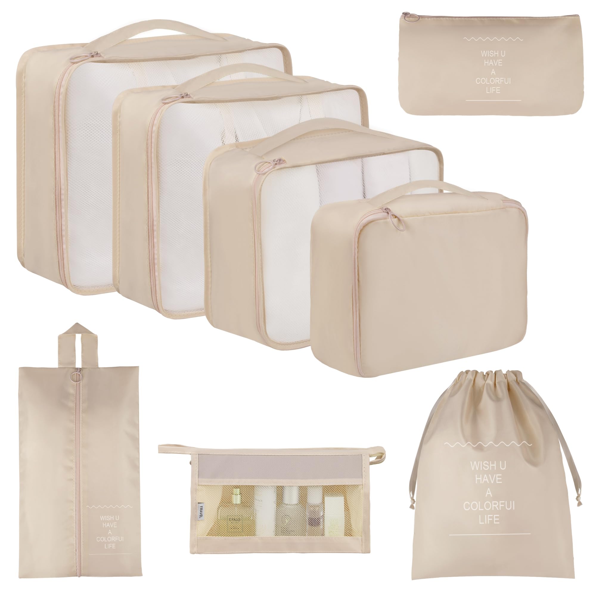 Vercord 8-Piece Travel Packing Cubes Set - Luggage Organizers with Laundry Bags | Perfect for Carry-Ons, Business Trips & Vacation Packing