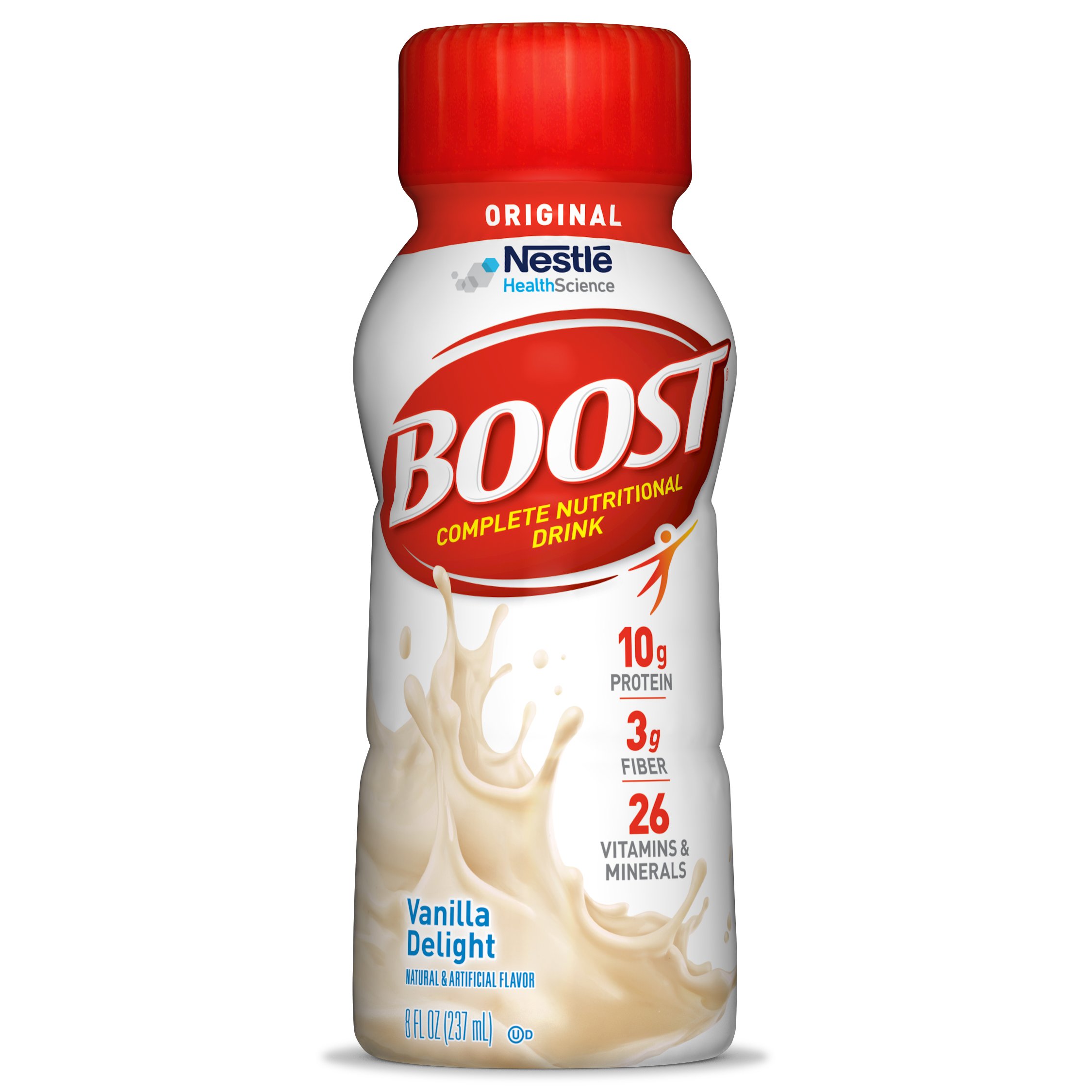 Boost Nutritional Energy Drink - Vanilla Flavor, 8oz Bottles (24 Pack) | Natural Energy Boost for Workouts, Study & Active Lifestyles