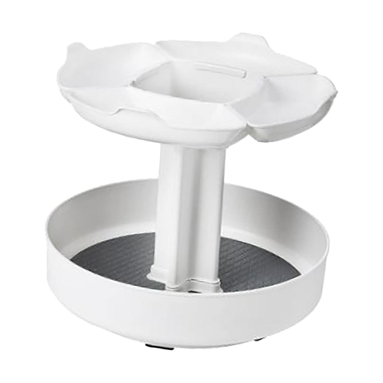 3-Tier Rotating Lazy Susan Turntable Organizer - Gray Floral Design for Kitchen, Fridge, Makeup Table | Spice Rack, Snack Tray, Fruit Display Stand | Perfect for Pantry Organization & Countertop Storage