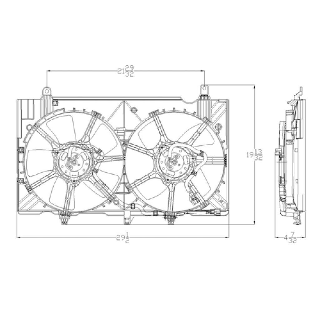 Nissan 350Z Cooling Fan Assembly Replacement for Radiator & AC Condenser 2007-2008 Models - Compatible with Part Numbers NI3115136 & 21481-EV02B - Perfect for Summer Driving & Engine Cooling Maintenance