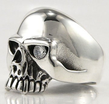 Keith Richards Skull Sterling Silver Ring - Diamond Eyes Design (US Size 6-14) | Vintage Rock Jewelry for Men & Women - Perfect for Concerts, Gifts & Punk Fashion