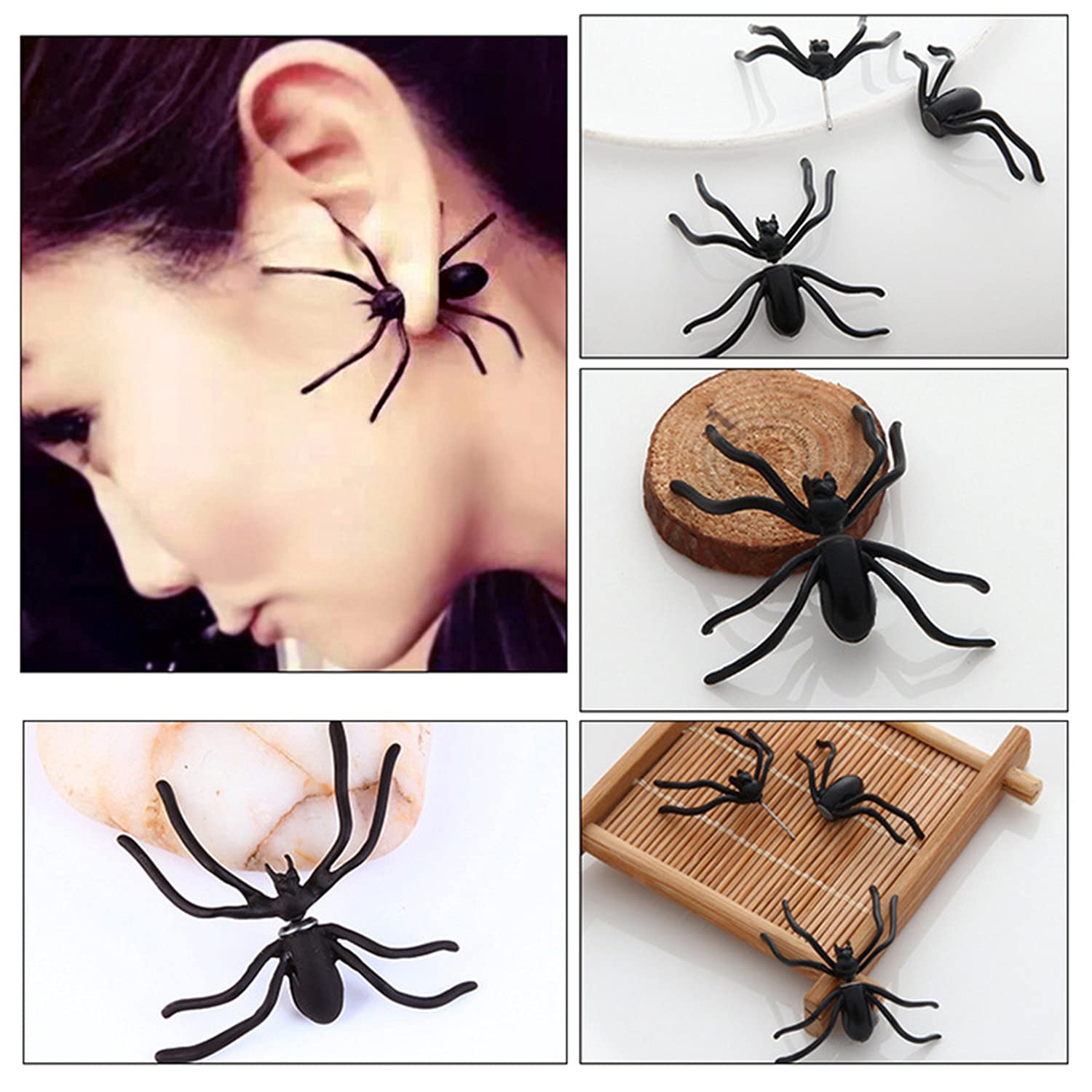 ANDPAI Scary Funny Spider Stud Earrings - Halloween Animal Puncture Dangle Drop Earrings for Women & Men - Perfect for Cosplay, Halloween Decorations, Party Favors & Gifts - Great for Costume Parties, Trick-or-Treating & Spooky Events