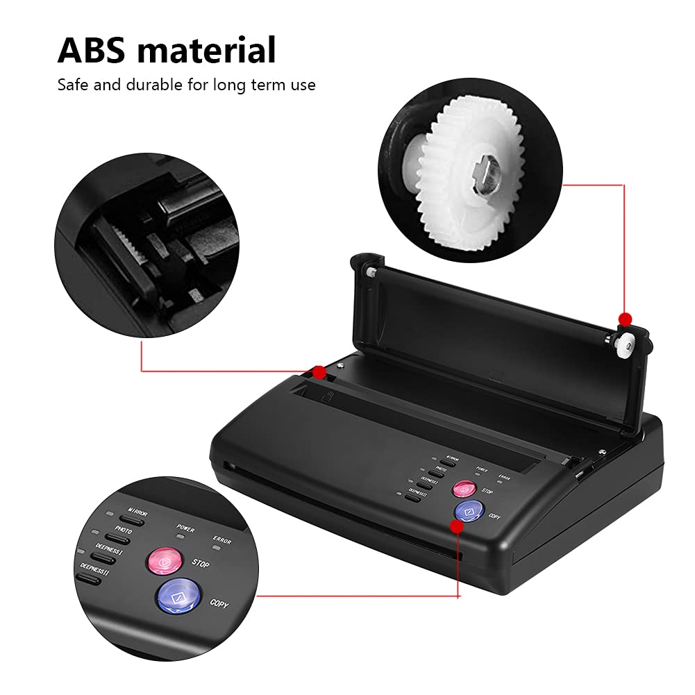 Professional Tattoo Transfer Copier Machine with Thermal Stencil Paper - 2 Types for Tattoo Supplies (US Plug) | Ideal for Tattoo Artists & Permanent Makeup Professionals