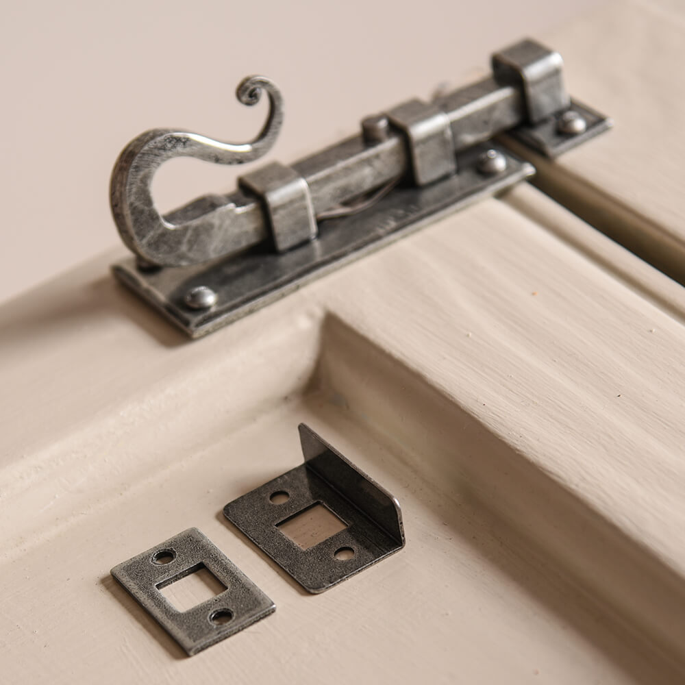 Antique Pewter Shepherds Crook Door Bolt - Vintage Style Cabinet & Furniture Latch for Rustic Home Decor - Perfect for Barn Doors, Farmhouse Cabinets & Wardrobes