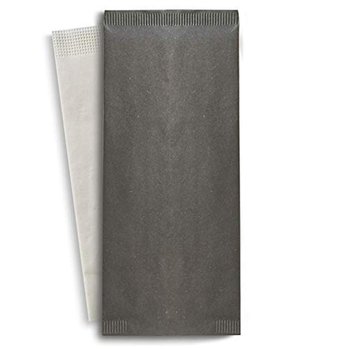 PacknWood 210CVPOCN - 500 Pcs Black Cutlery Paper Bags with White Napkins - Eco-Friendly Utensil Holder Pouch for Lunch Bags (4.3x10 Inch) - Perfect for Picnics, Office Lunches & Takeout Meals
