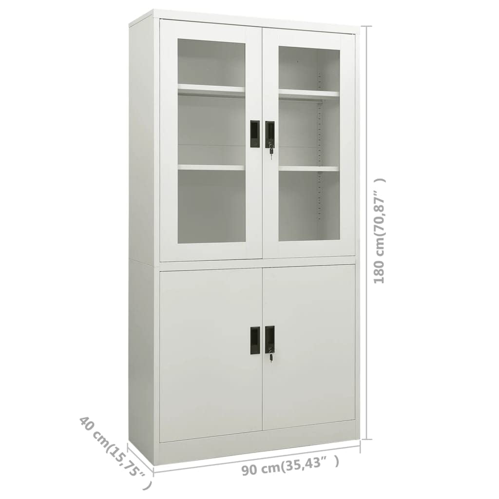 4-Door Steel Office Cabinet with 3 Adjustable Shelves - Light Gray Craft Organizer & Home Office Storage, 35.4