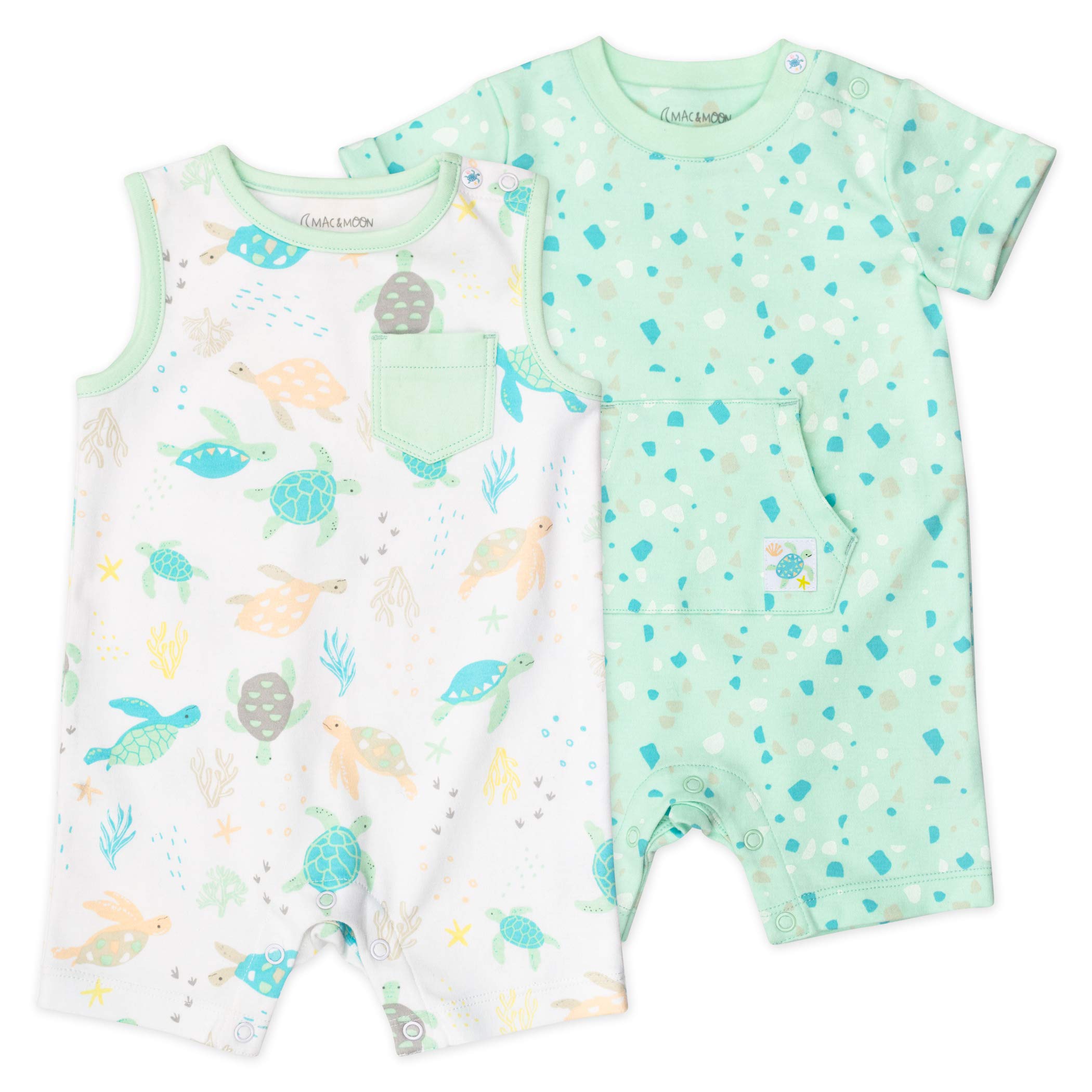 Organic Cotton Baby Romper 2-Pack for Boys & Girls | Soft & Breathable Outfits | Perfect for Playtime, Daycare & Family Photos | Mac & Moon