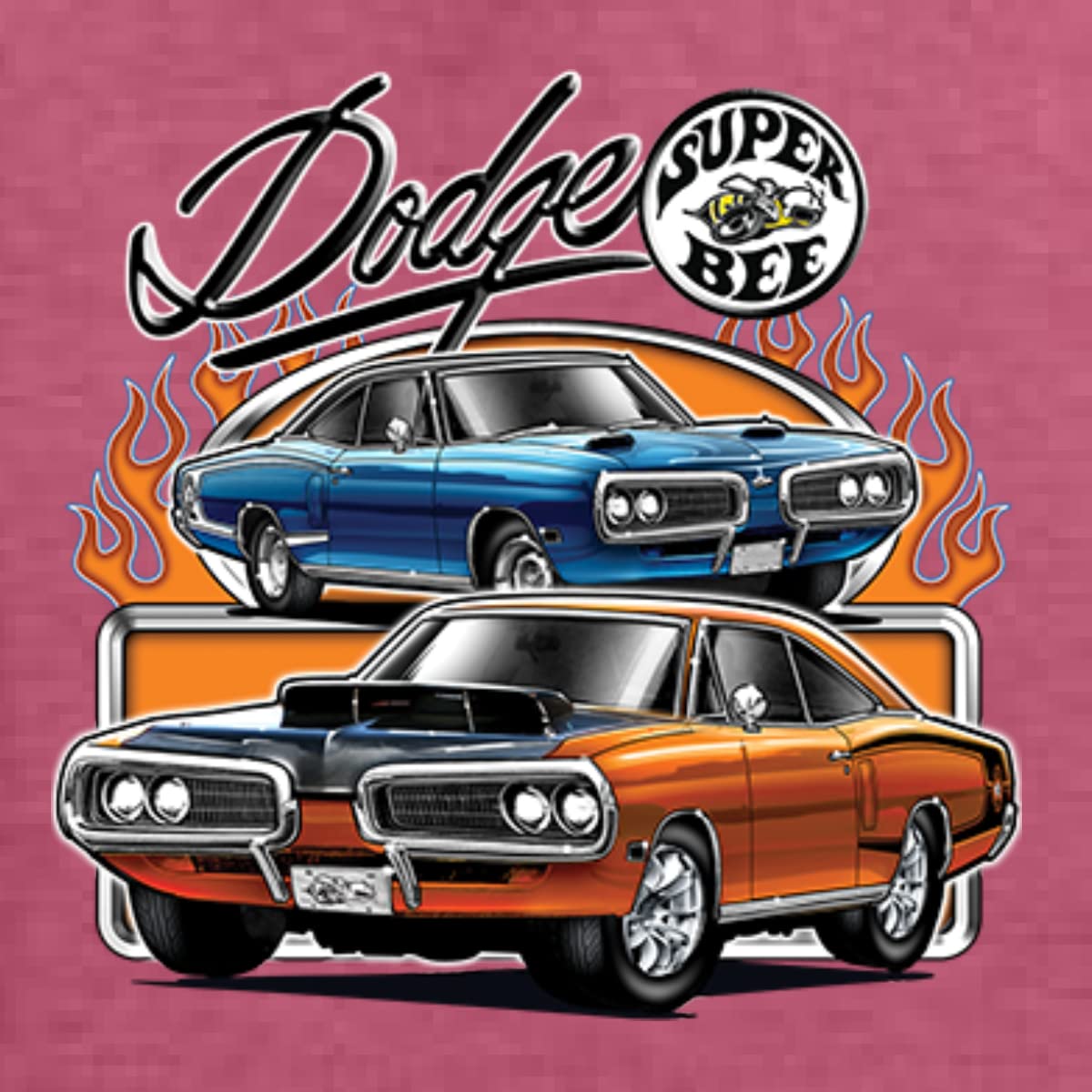 Wild Bobby Flaming Dodge Super Bee Muscle Car Graphic Sweatshirt - Unisex Crewneck Pullover for Car Enthusiasts & Vintage Auto Lovers - Perfect for Casual Wear, Car Shows, and Road Trips