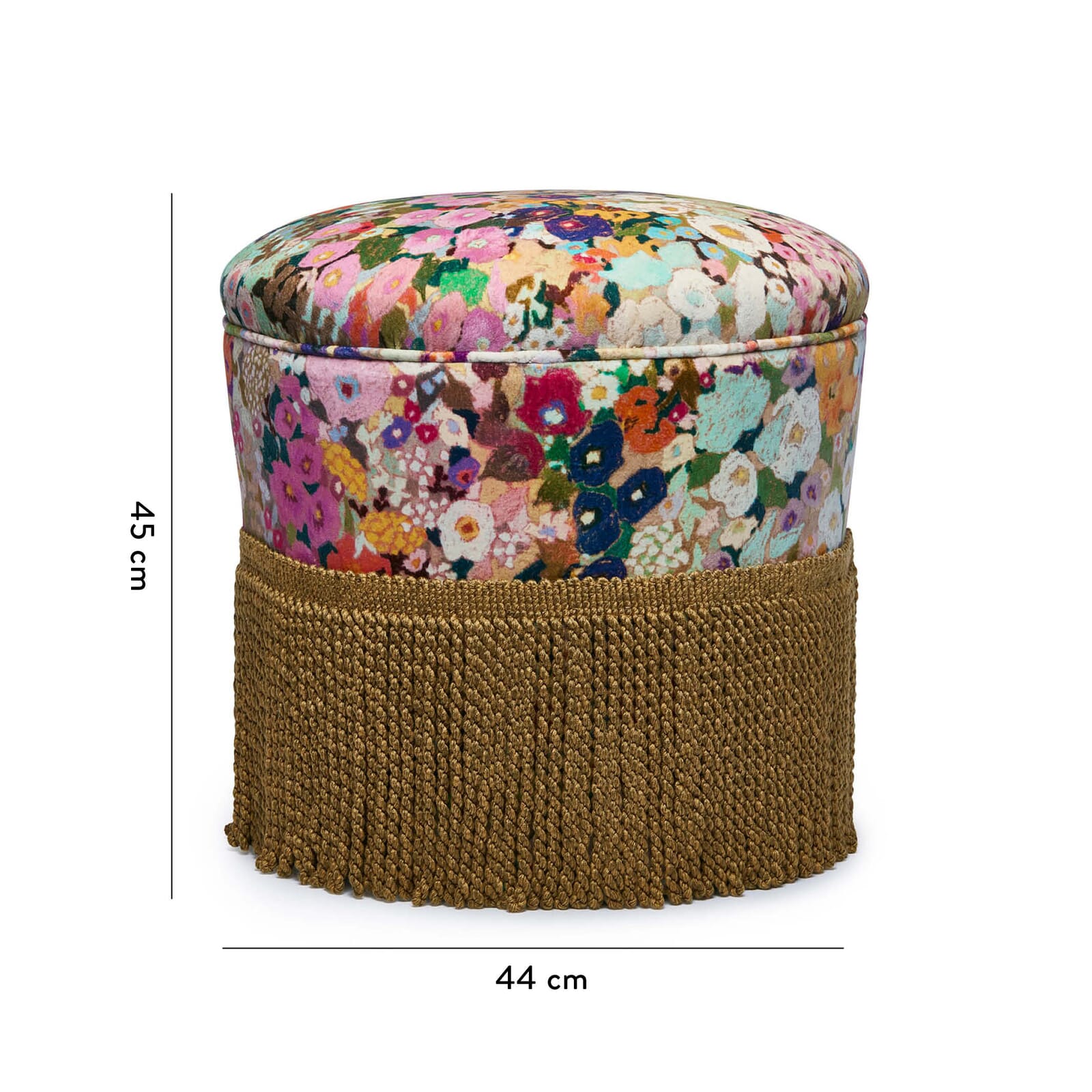 Hollyhocks Velvet Ottoman Pouf - Soft Round Footrest Stool for Living Room, Bedroom, or Nursery - Perfect for Relaxing, Extra Seating & Home Decor