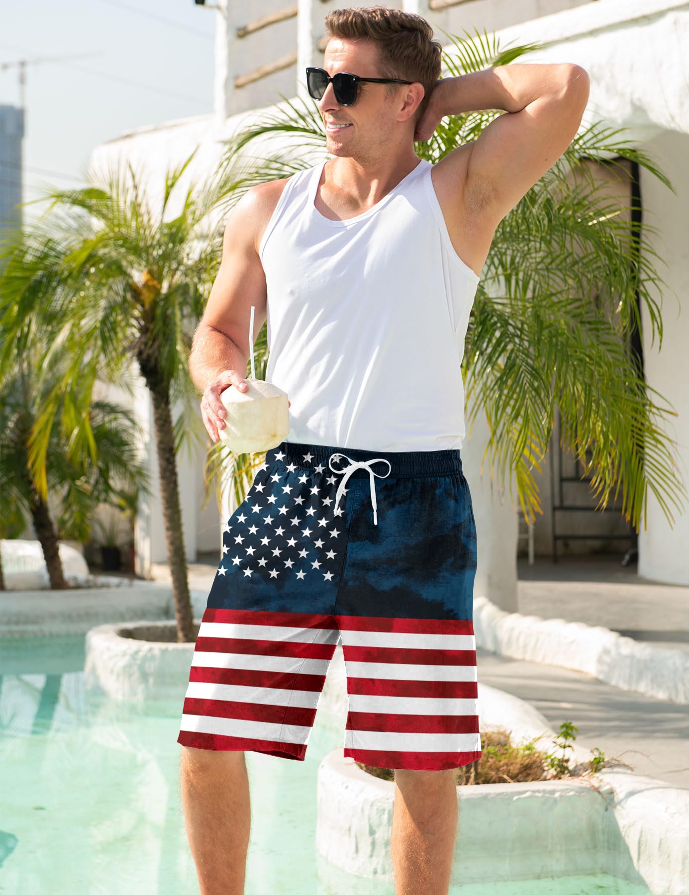 Goodstoworld Men's Funny Swim Trunks with Compression Liner - 2-in-1 Quick-Dry 9