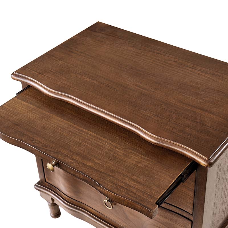 Solid Wood 2 Drawer Nightstand with USB Charging Ports, Pull-Out Shelf & Optional Styles - Modern Bedside Table for Bedroom, Guest Room & Small Spaces