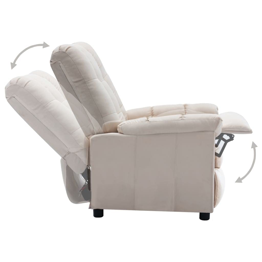 Electric Recliner Chair with Adjustable Backrest - Padded Comfort for Living Room, Bedroom & Home Theater - Cream Fabric Upholstery - Perfect for Relaxing, Watching Movies & Lounging