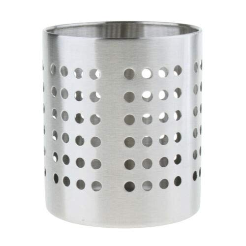 Premium Stainless Steel Cutlery Holder with Dotted Design - Multipurpose Organizer for Utensils, Pens & Brushes - 4.3 Inch Silver Kitchen & Office Accessory - Perfect for Countertop, Desk & Bathroom Storage