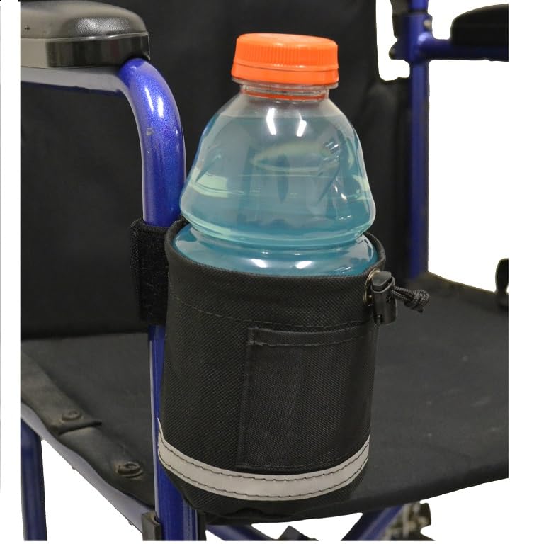 Durable Black Vertical Mount Wheelchair Cup Holder - Unbreakable Walker Accessory for Seniors & Disabled - Perfect for Outdoor Activities & Daily Use