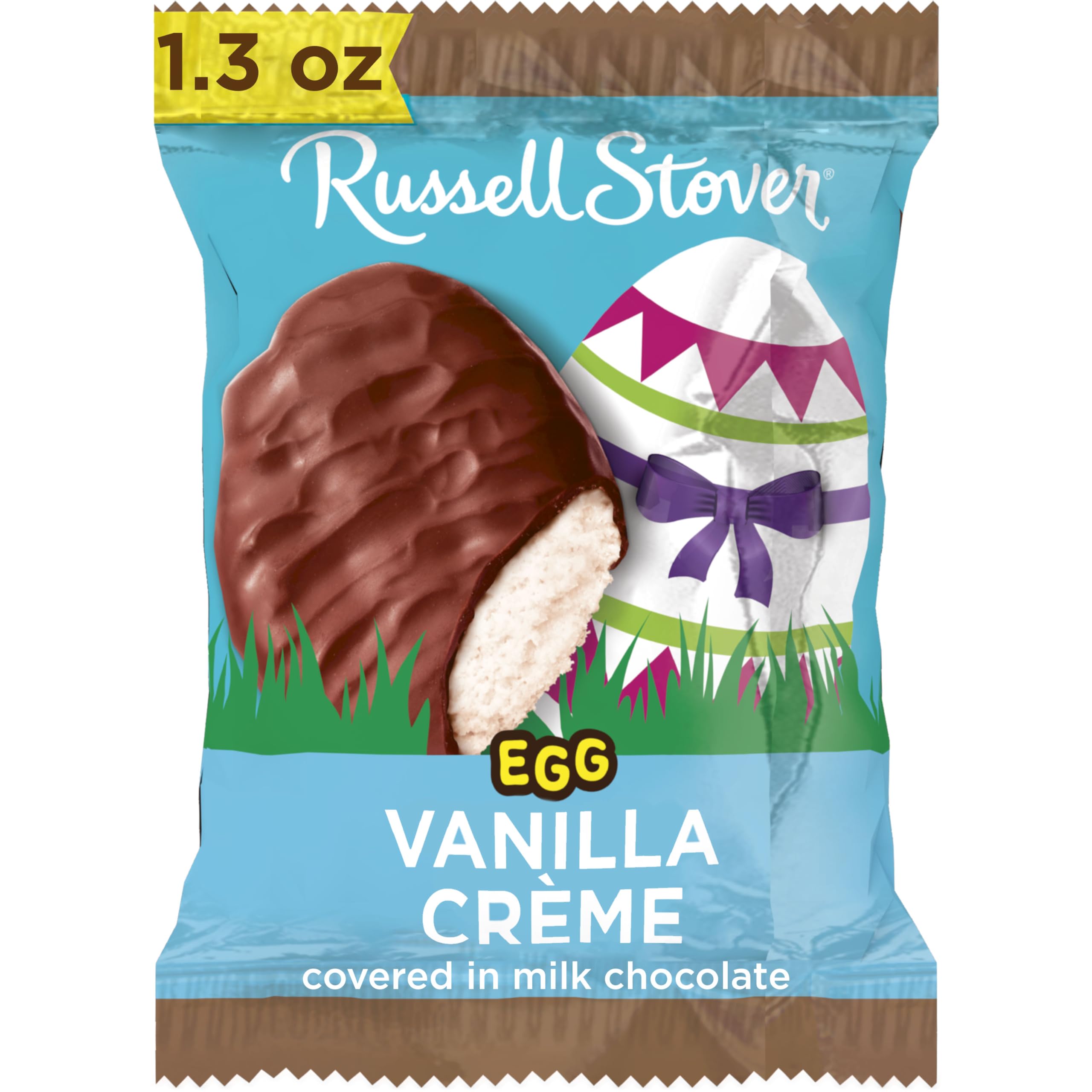 Russell Stover Vanilla Crème Milk Chocolate Easter Eggs - 1.3oz (18 Pack) | Easter Basket Stuffers, Holiday Treats & Party Favors