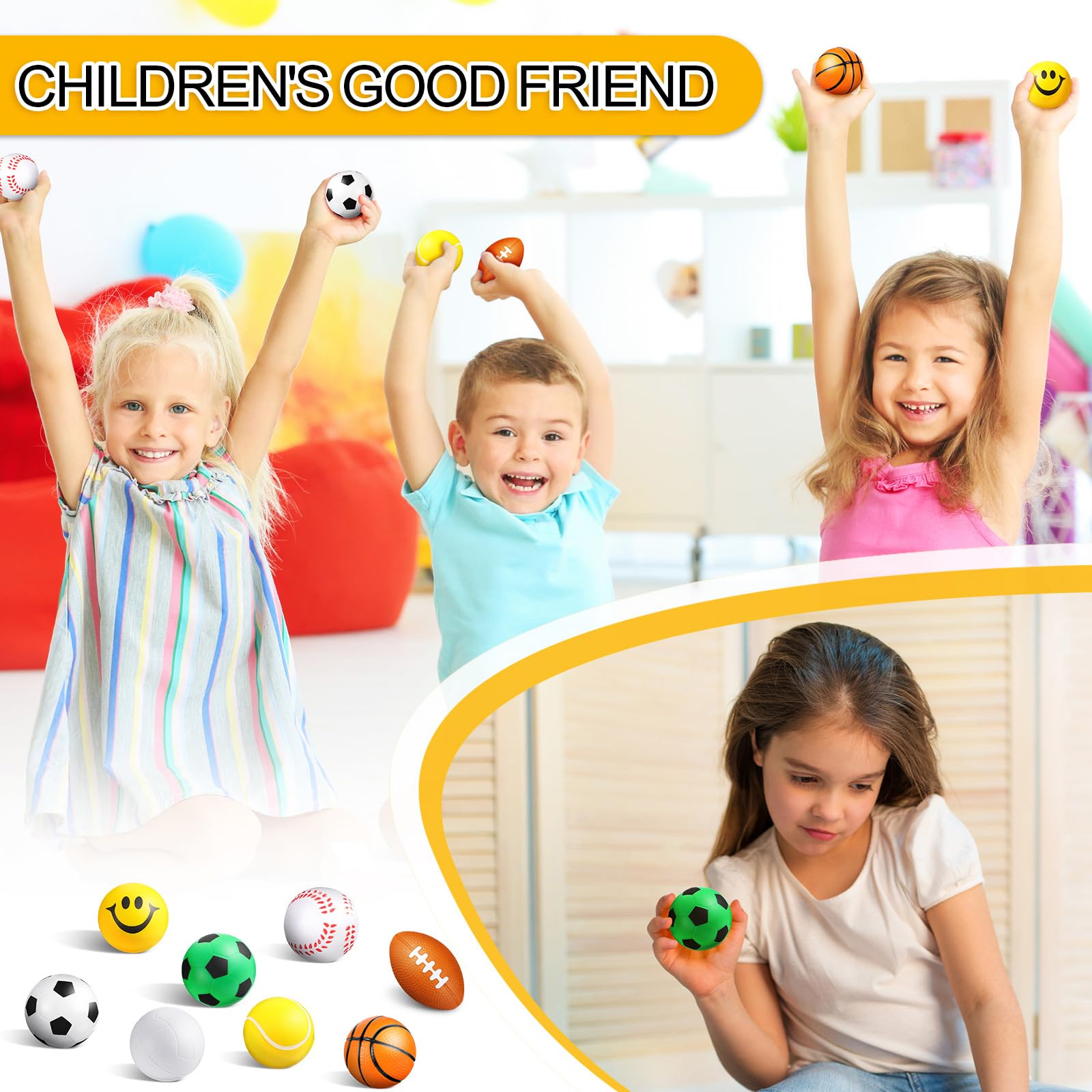 Sumind 40 Pack Mini Foam Sports Balls Set - Stress Relief Toys for Kids, Includes Basketball, Football, Volleyball, Baseball, Soccer & Tennis - Bulk Party Favors, Anxiety Relief Games, Classroom Rewards & Birthday Decorations