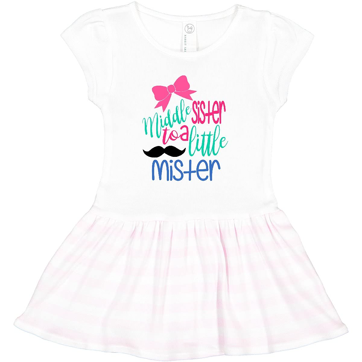 Inktastic Middle Sister to a Little Mister Toddler Dress - Cute Sibling Matching Outfit for Family Photos & Special Occasions