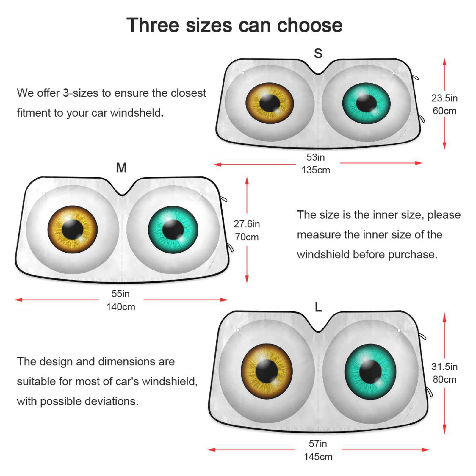 Realistic Eyeball Windshield Sun Shade for Car, Truck & SUV - UV Protection Car Window Shades & Sun Visor Accessories for Men, Women & Baby - Perfect for Summer Driving, Road Trips and Parking Protection