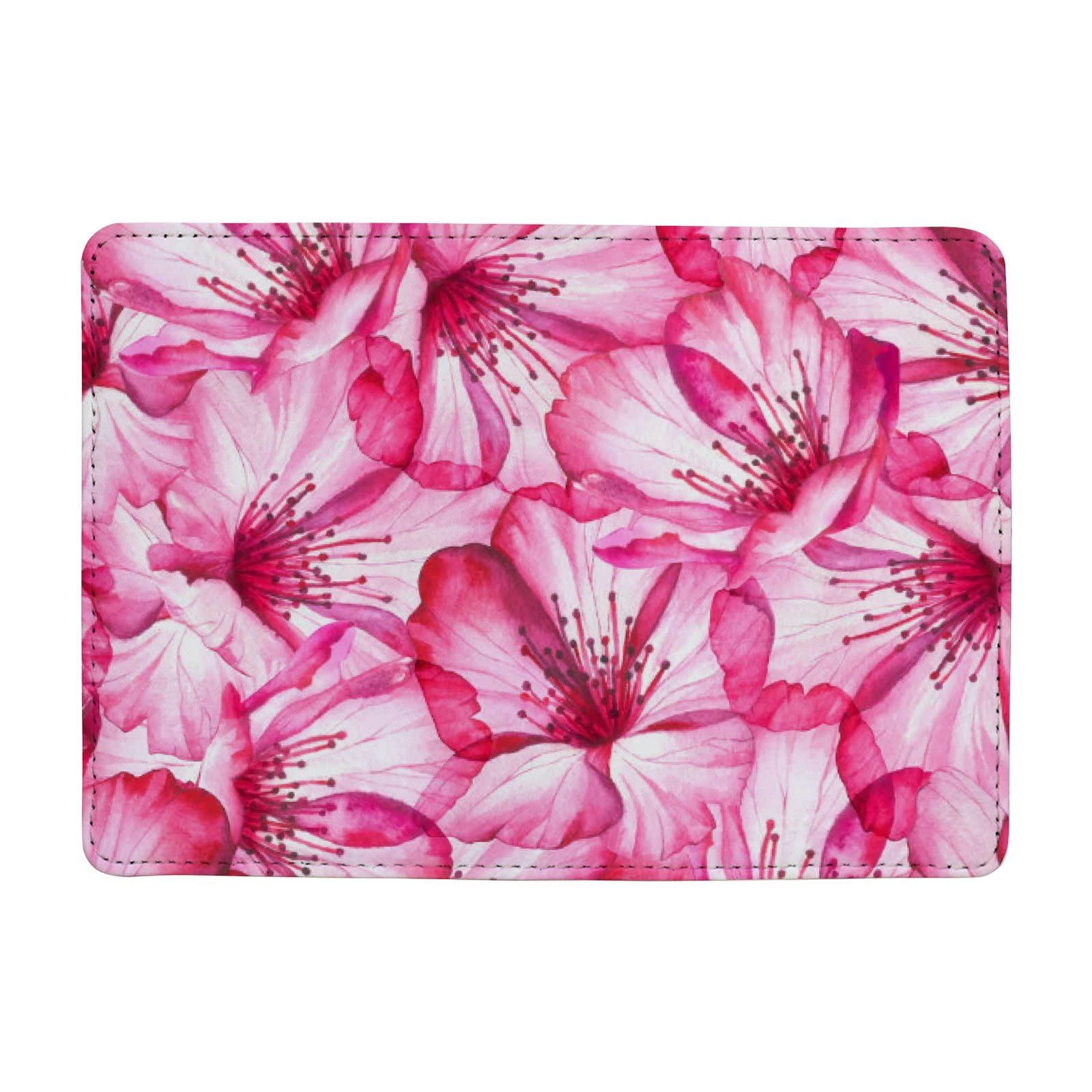Cherry Blossom Watercolor PU Leather Passport Holder - RFID Blocking Travel Wallet with Card Slots | Perfect for International Trips, Vacations & Business Travel Accessories
