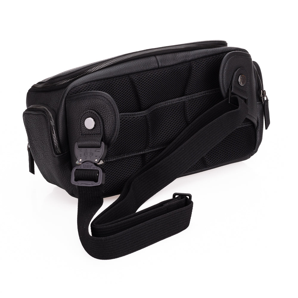 Premium Oberwerth Camera Sling Bag - Large Genuine Leather Photography Case (Black with Red Lining) for DSLR & Mirrorless Cameras - Perfect for Travel, Hiking & Professional Photoshoots