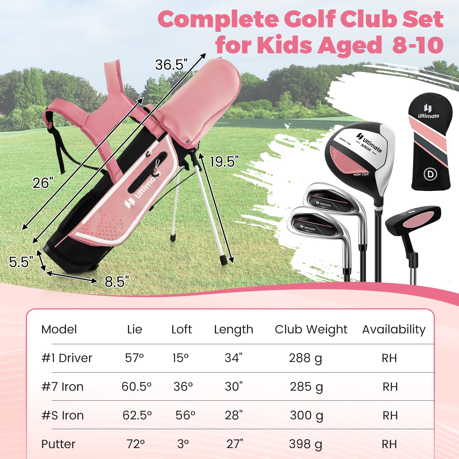GYMAX Kids Golf Club Set - Right Handed Junior Golf Clubs for Boys & Girls Ages 3-12 | Includes 4/6 Golf Clubs & Stand Bag | Perfect for Backyard Practice, Driving Range & Junior Golf Tournaments