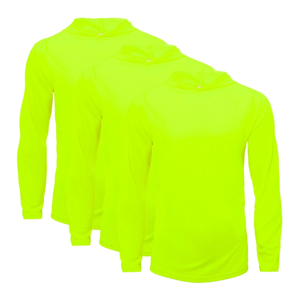 3 Pack Men's Performance Long Sleeve Hooded Shirts - Moisture Wicking, Breathable Workout Tops for Running, Gym & Outdoor Activities