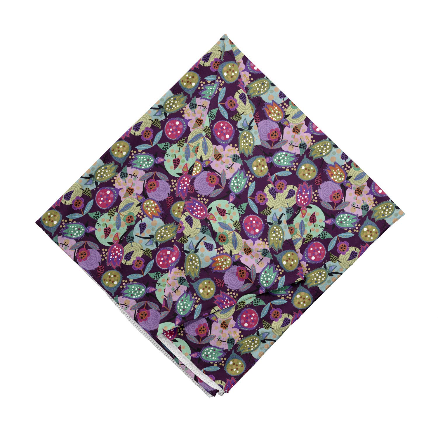 Ambesonne Floral Bandana Scarf - Stylish Graphic Plants Polka Dots Design, Unisex Head Wrap & Neck Tie for Men Women - Perfect for Outdoor Activities, Music Festivals, and Casual Fashion Accessories