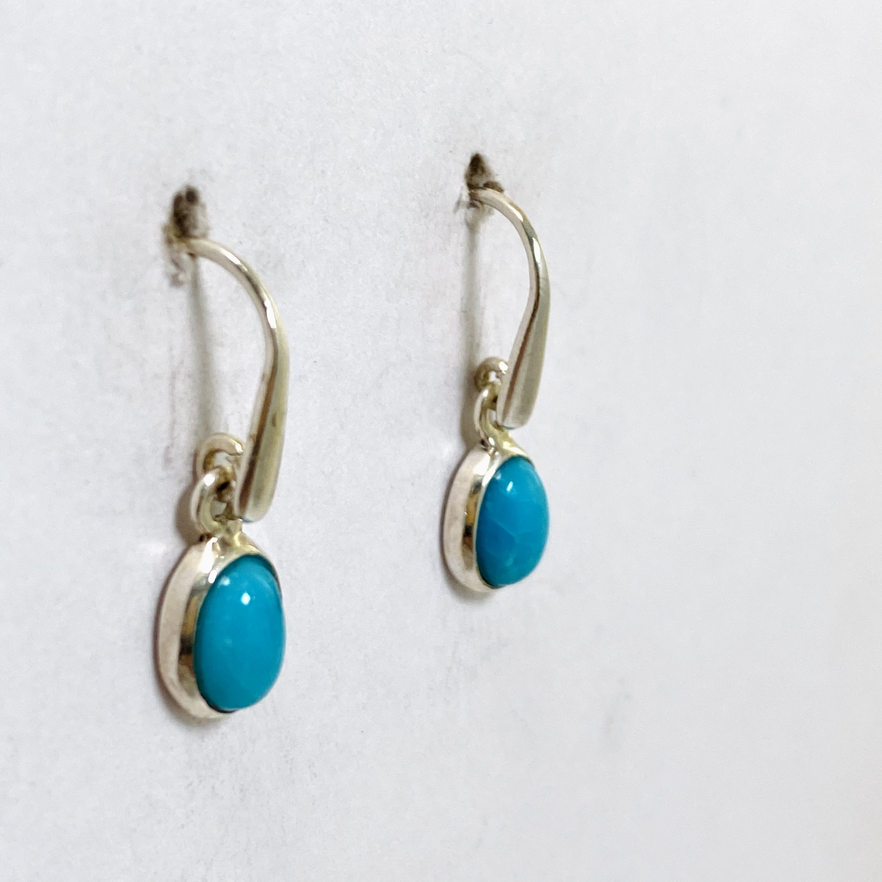 Arizona Turquoise Oval Cabochon Earrings for Women - Handmade Sterling Silver Dangle Earrings - Perfect for Boho, Western & Native American Jewelry Collections - Great for Parties, Weddings & Special Occasions