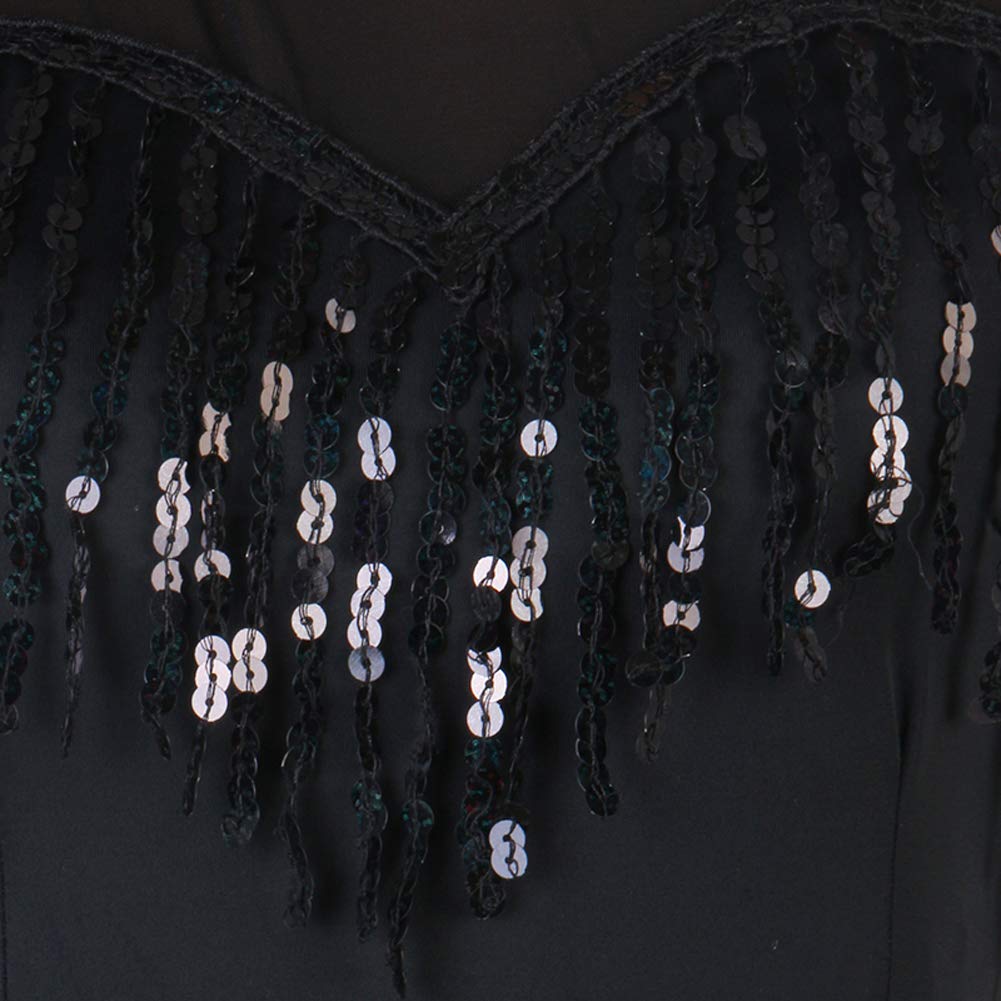 Latin Dance Dress for Salsa Tango ChaCha - Elegant Black Sequin Ballroom Competition Dress | Perfect for Performances, Shows & Dance Parties