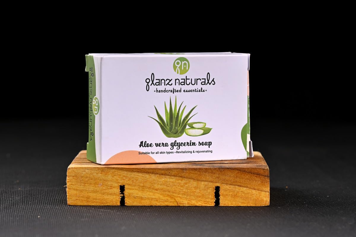 GLANZ NATURALS Aloe Vera & Glycerin Soap Bar - Brightening, Nourishing & Moisturizing for All Skin Types - 100g (Pack of 2) - Gentle Cleansing for Face & Body - Perfect for Dry, Sensitive Skin & Daily Skincare Routine