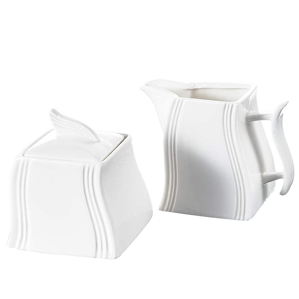 Premium White Porcelain Creamer and Sugar Bowl Set - 4.75