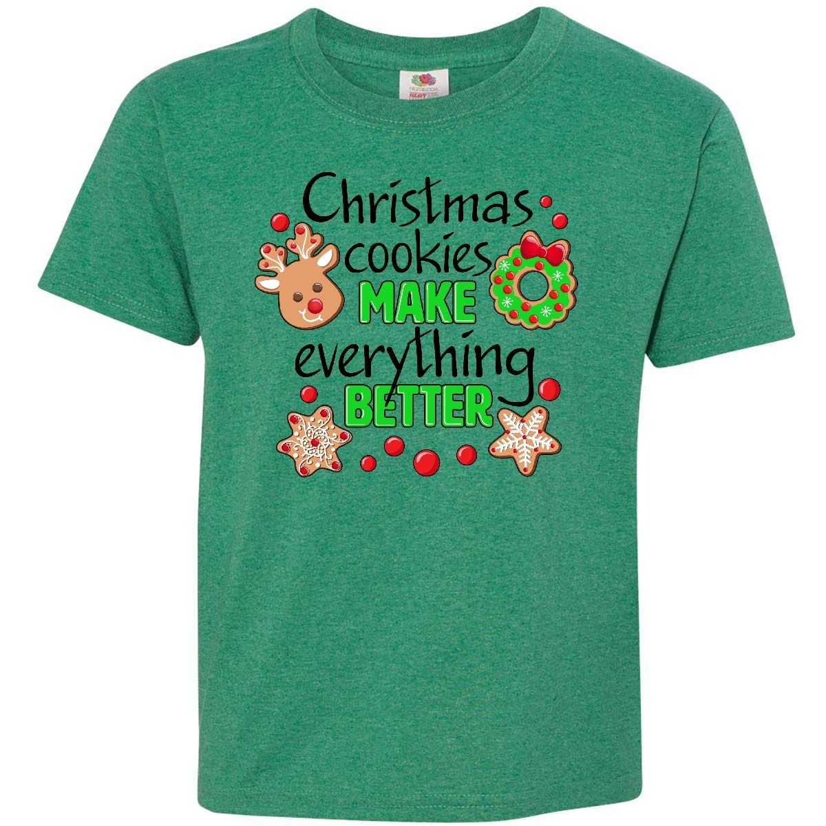 Inktastic Christmas Cookies Make Everything Better Youth T-Shirt - Fun Holiday Gift for Kids, Christmas Party Outfit, Festive Family Matching Tee