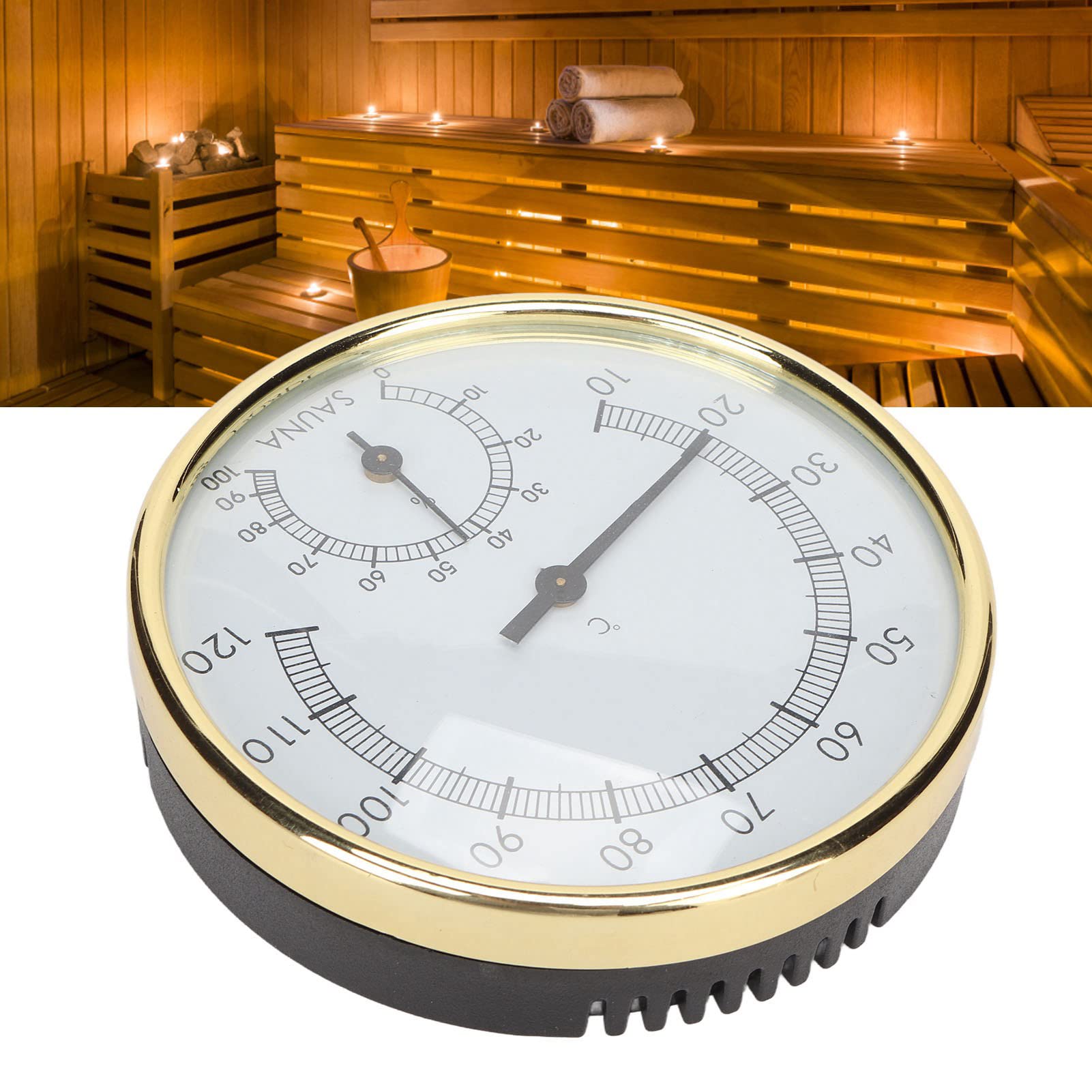 Sauna Room Thermometer - Wall Mounted Hygrometer with Clear Scale & Stainless Steel Design | Accurate Temperature & Humidity Monitor for Home Spa, Steam Room & Wellness Centers