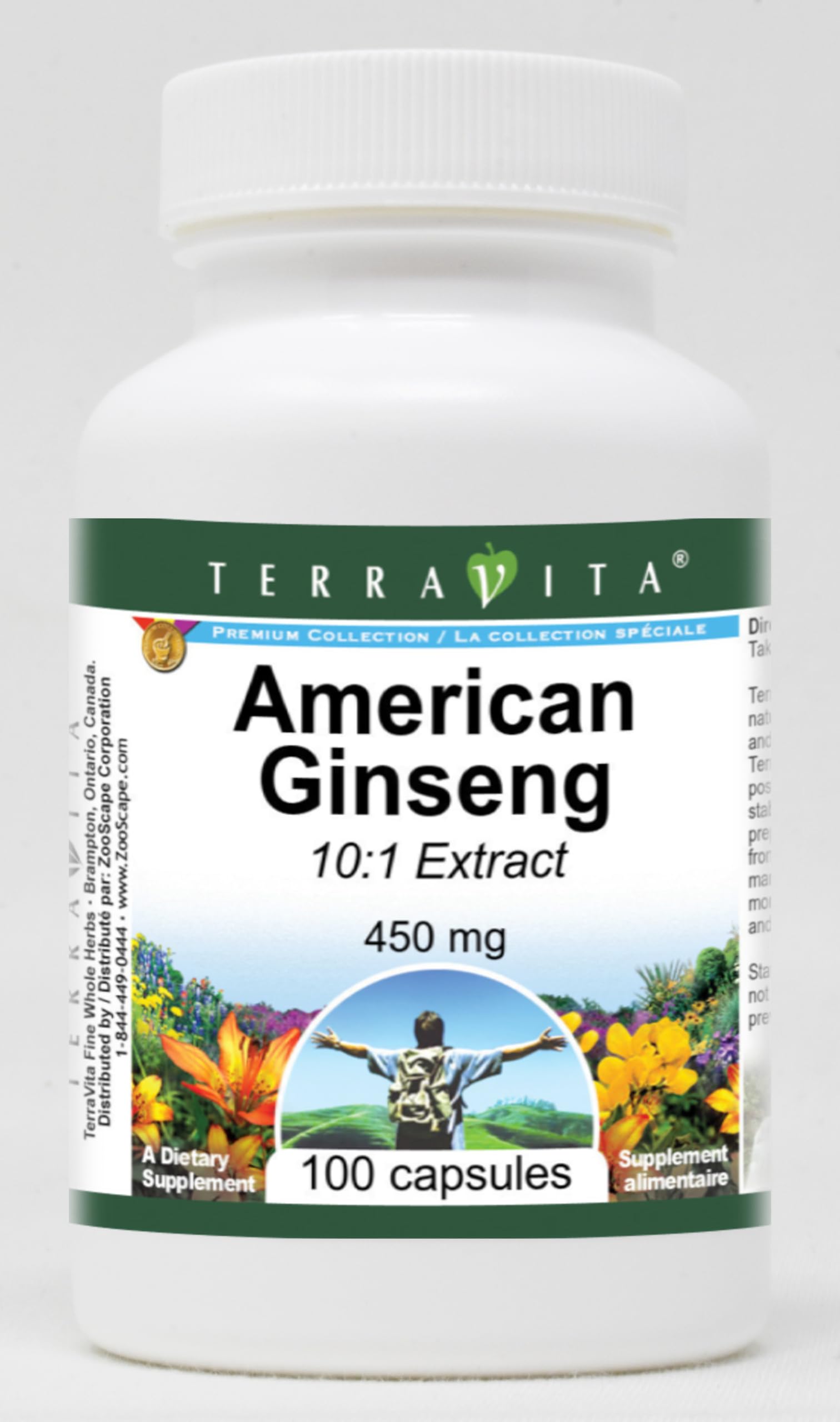 Premium American Ginseng Extract 10:1 - 450mg per Serving (100 Capsules) | Natural Energy Booster & Immune Support | ZIN: 520222 | Perfect for Daily Wellness & Stress Relief